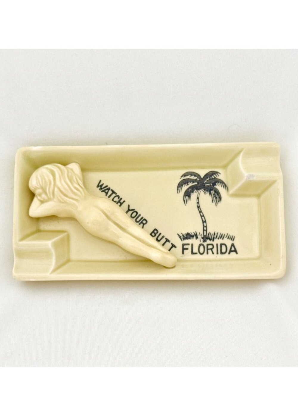 Vintage "Watch Your Butt" Florida Souvenir Ashtray/Trinket Dish Made in Japan